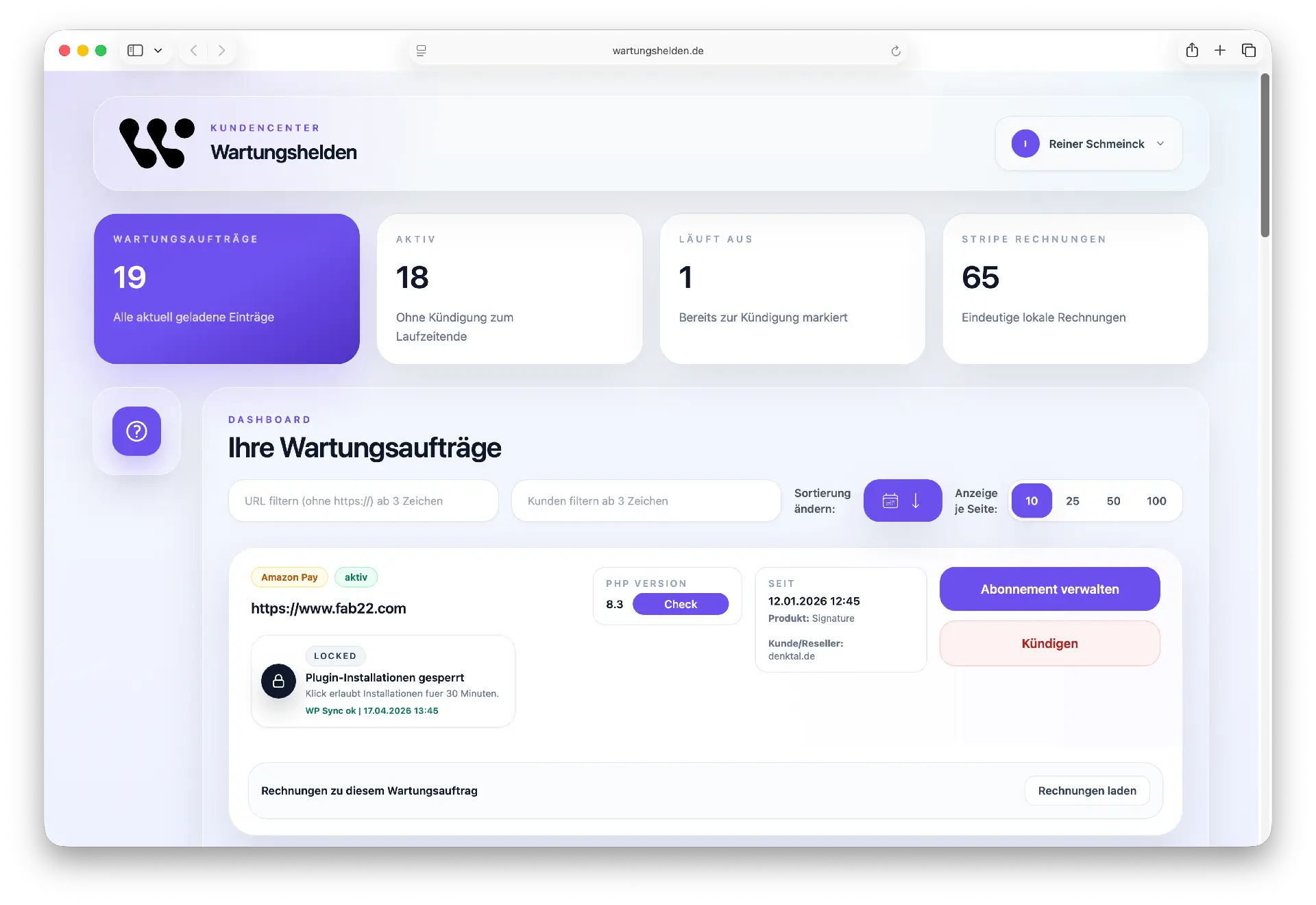 Startseite WordPress Wartung